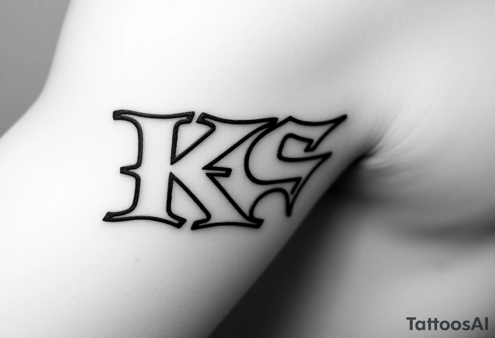 Tatuaje de lettering gótico que forme las letras las letras "KS" tattoo idea