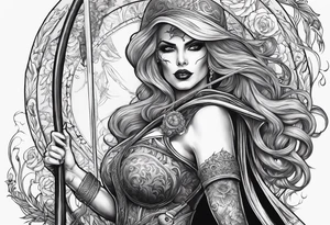 Lady death with scythe tattoo idea