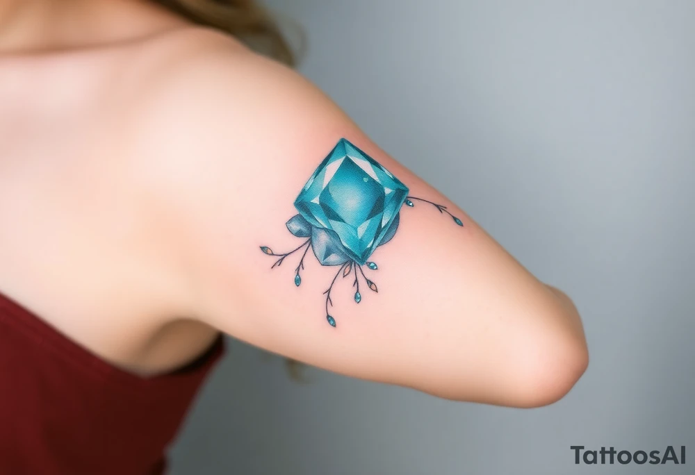 Witchy Aquamarine stone tattoo idea