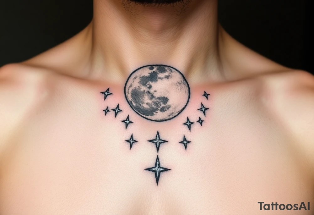 Moon and stars tattoo idea