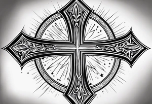 Cross tattoo with lightning tattoo idea