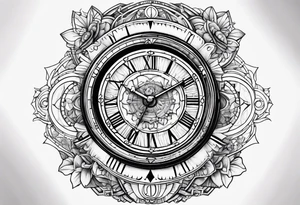 Children’s name, time piece tattoo idea