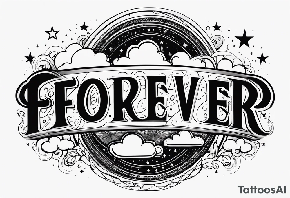 Forever humble with stars and clouds going around the word tattoo idea