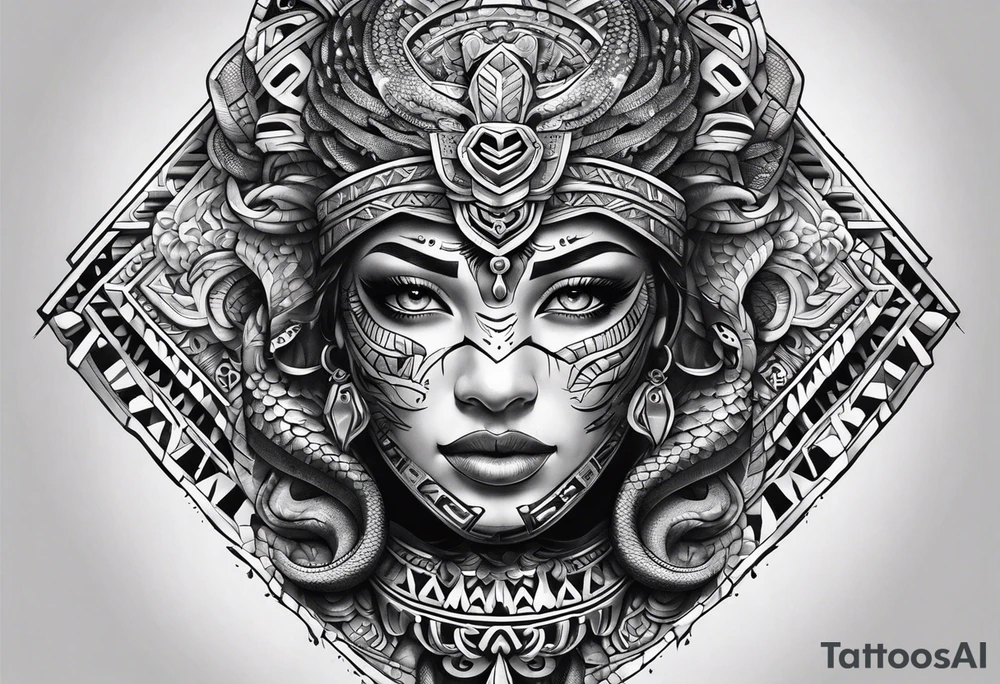aztec snake sleeve tattoo idea