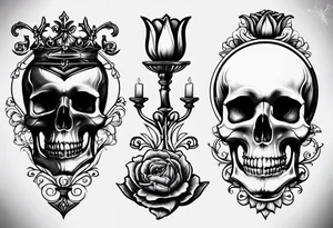 Tulip, Skull, hourglass. With Amor Fati and Memento Mori in circled tattoo idea