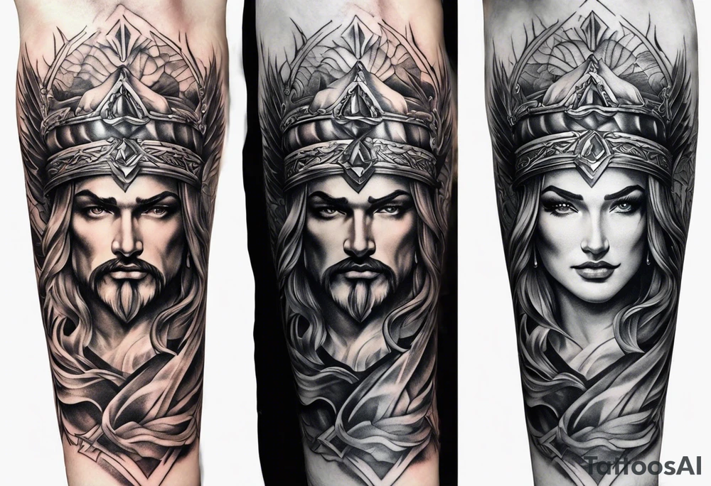 Forearm tattoo god of justice tattoo idea
