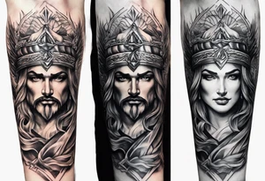 Forearm tattoo god of justice tattoo idea