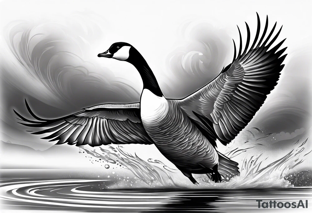 canadian goose taking off wind Background edgeways tattoo idea