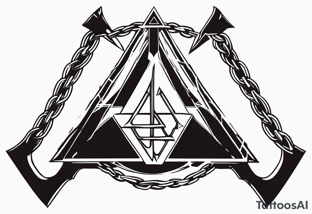 Valhalla sword shield axe barbed wire chains valknut tattoo idea