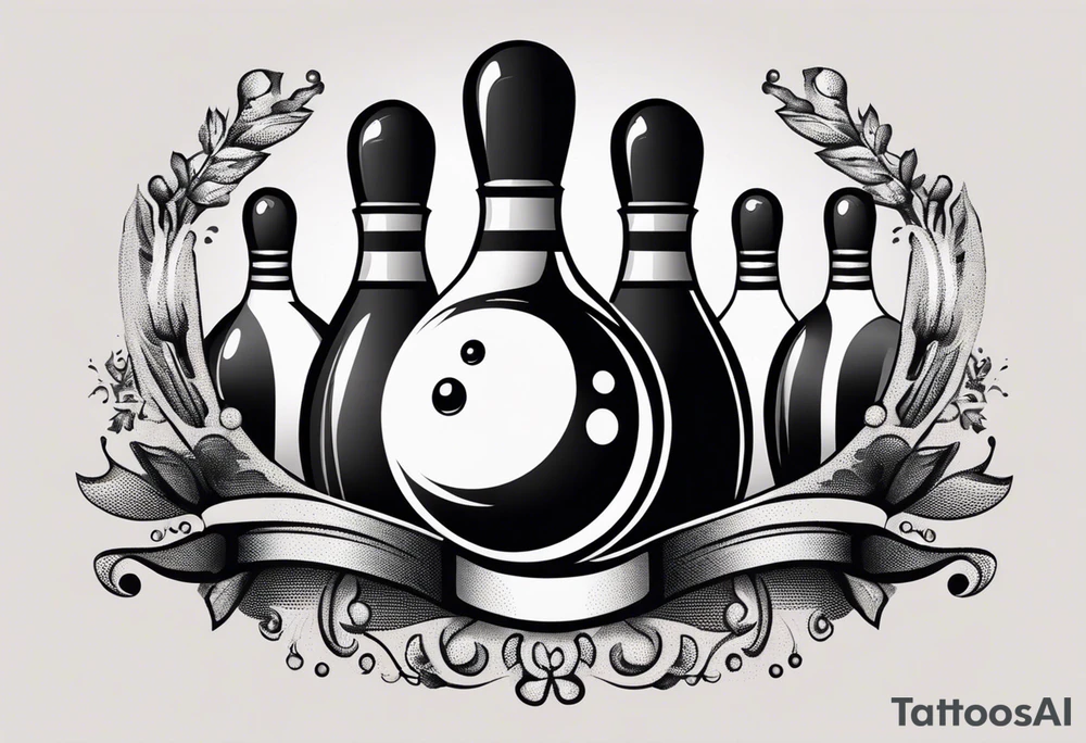 Bowling theme and family crest tattoo idea