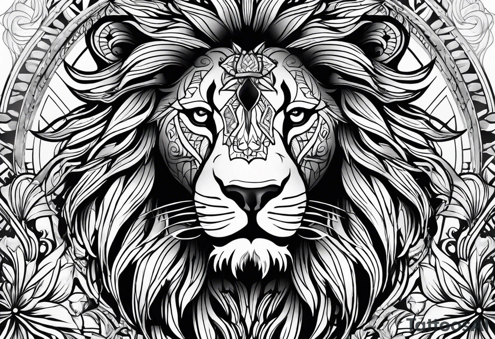 lions face tattoo idea