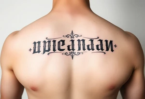 Russian lettering across top of chest, small tattoo idea