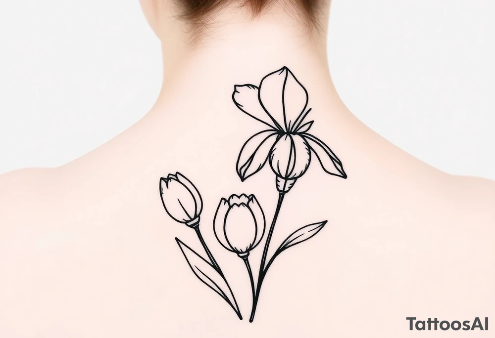 Iris and tulip tattoo idea