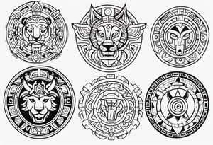 Mayan Zodiac symbols with POP on knee cap tattoo idea
