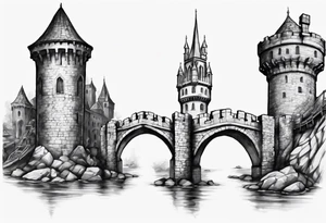 a short bridge linking the top floor of two medieval towers together tattoo idea