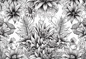 sea, flower, palm, animal tattoo idea