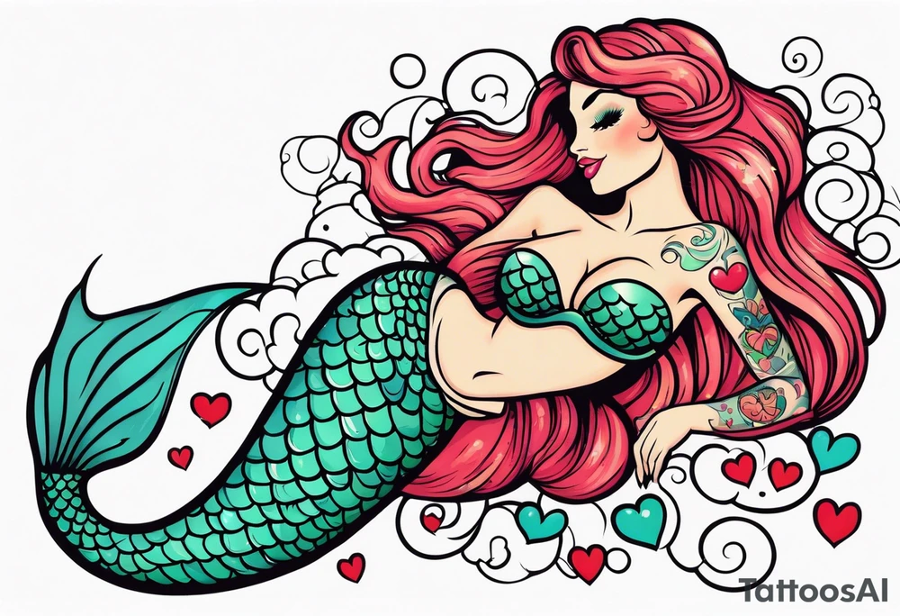 A Mermaid with hearts. tattoo idea