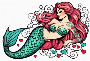 A Mermaid with hearts. tattoo idea