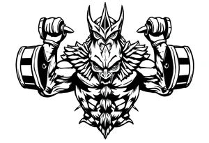 Sauron lifting weights tattoo idea