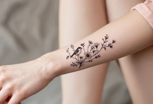 Wildflowers with bird tattoo idea