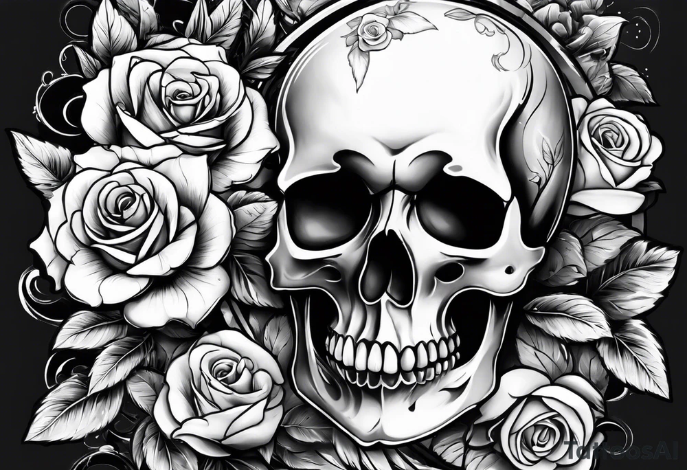 skull and roses tattoo idea
