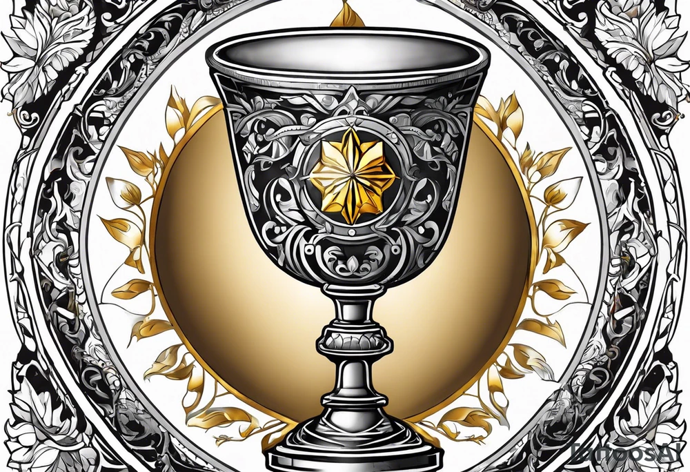 chalice surrounded by golden halo tattoo idea