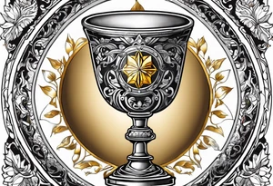 chalice surrounded by golden halo tattoo idea