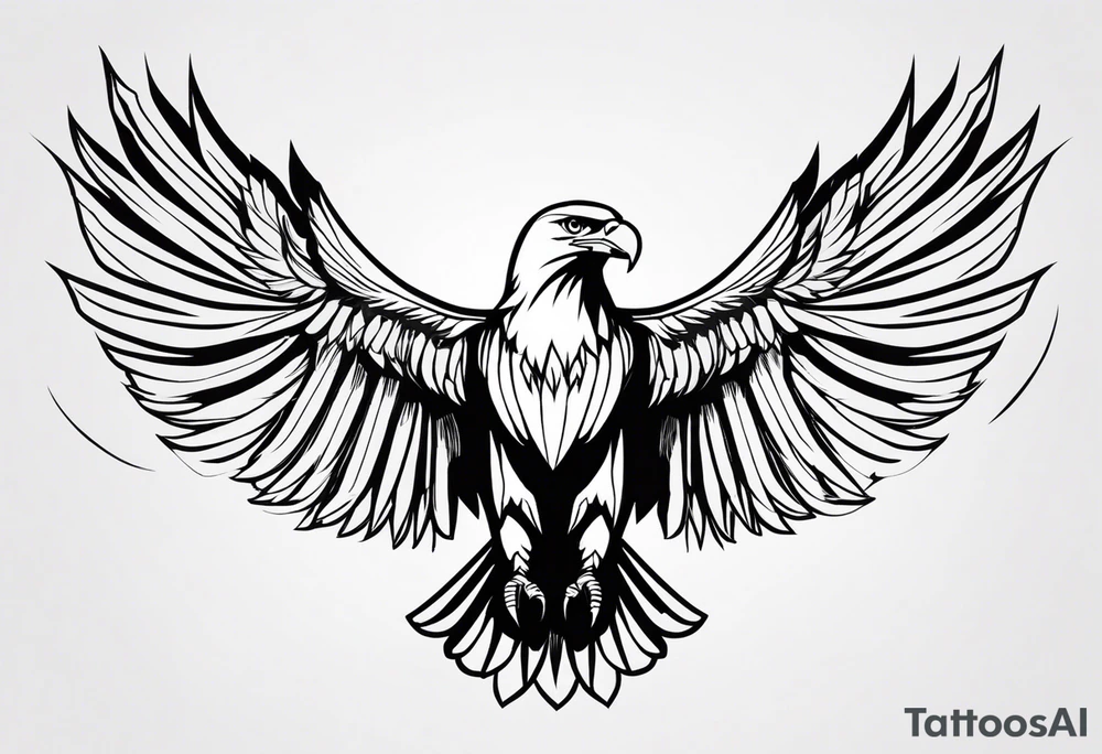 bald eagle with its wings spread, very simple line design, even less detail
View the eagle from the top looking down at it tattoo idea