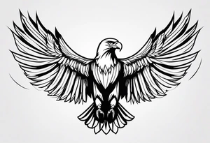 bald eagle with its wings spread, very simple line design, even less detail
View the eagle from the top looking down at it tattoo idea