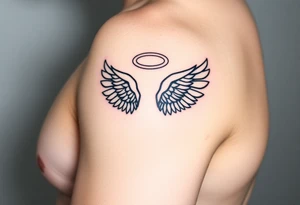 Angel wings with halo tattoo idea