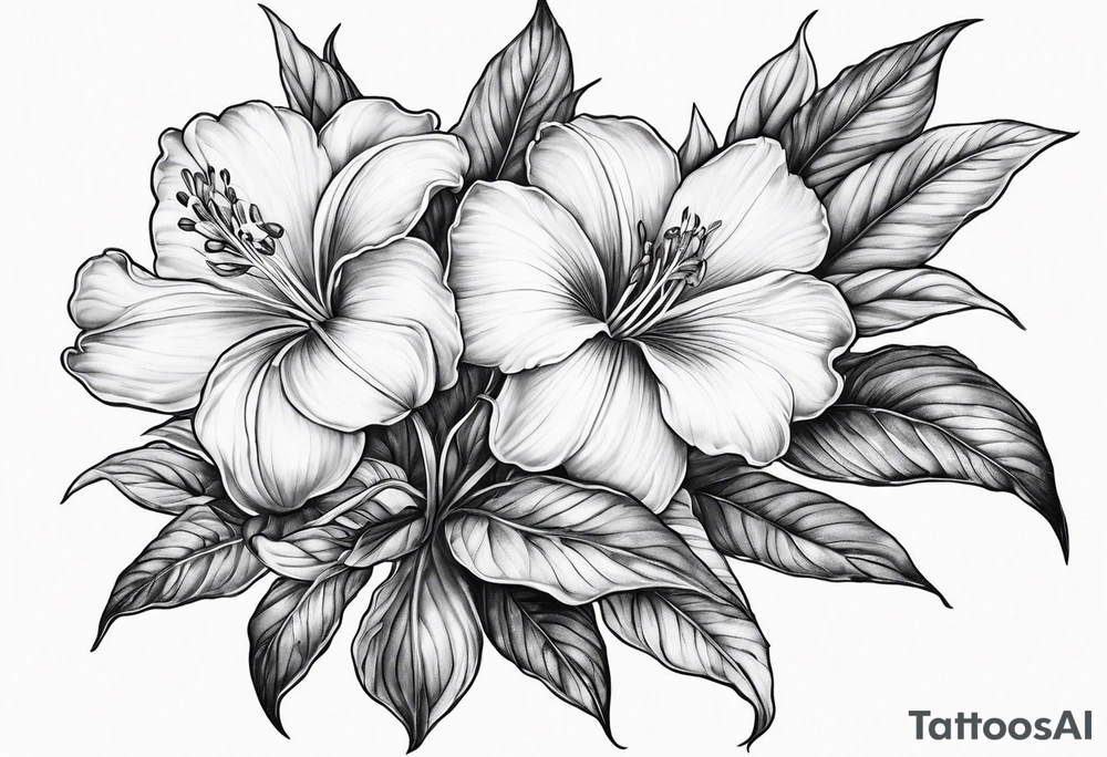 Platycodon grandiflorus with leafs and stalks tattoo idea