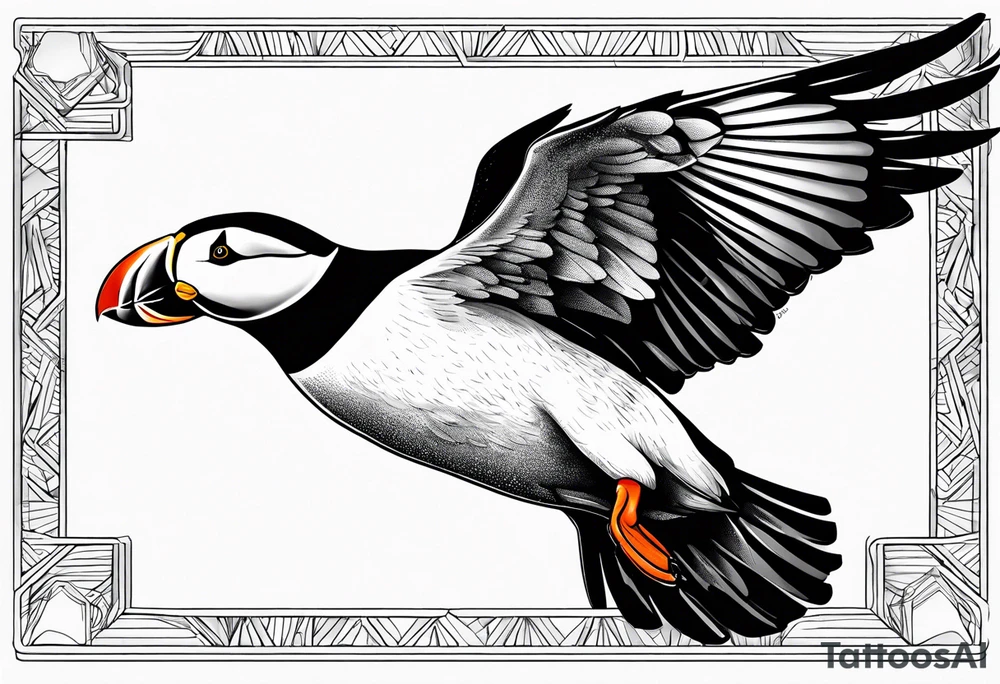 a flying puffin tattoo idea