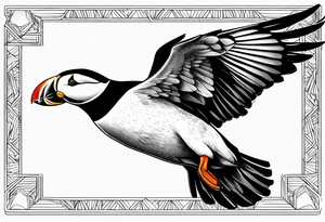 a flying puffin tattoo idea
