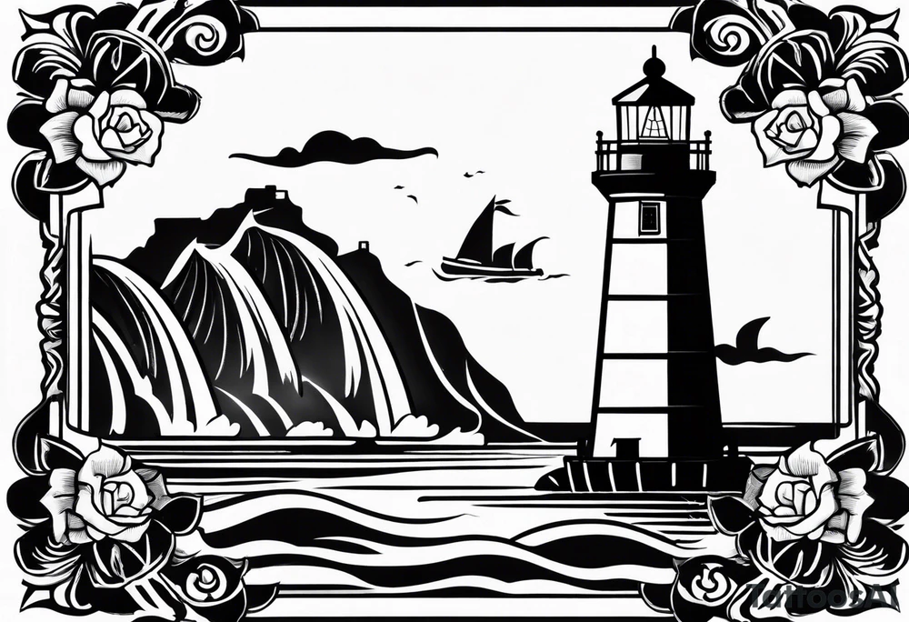 Traditional tattoo flash, stencil, lighthouse tattoo idea Traditional tattoo flash, stencil, lighthouse tattoo idea