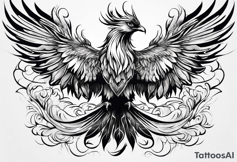 Majestic phoenix flying tattoo idea