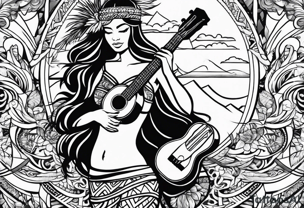 vahine dance with ukulele tattoo idea