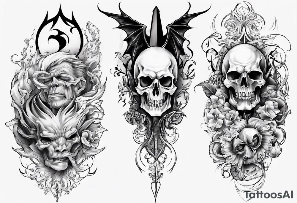 Sleeve good and evil tattoo idea