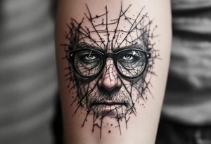 cracked glasses memory of poor eyesight reminder to take care of eyesight, men's tattoo on arm tattoo idea