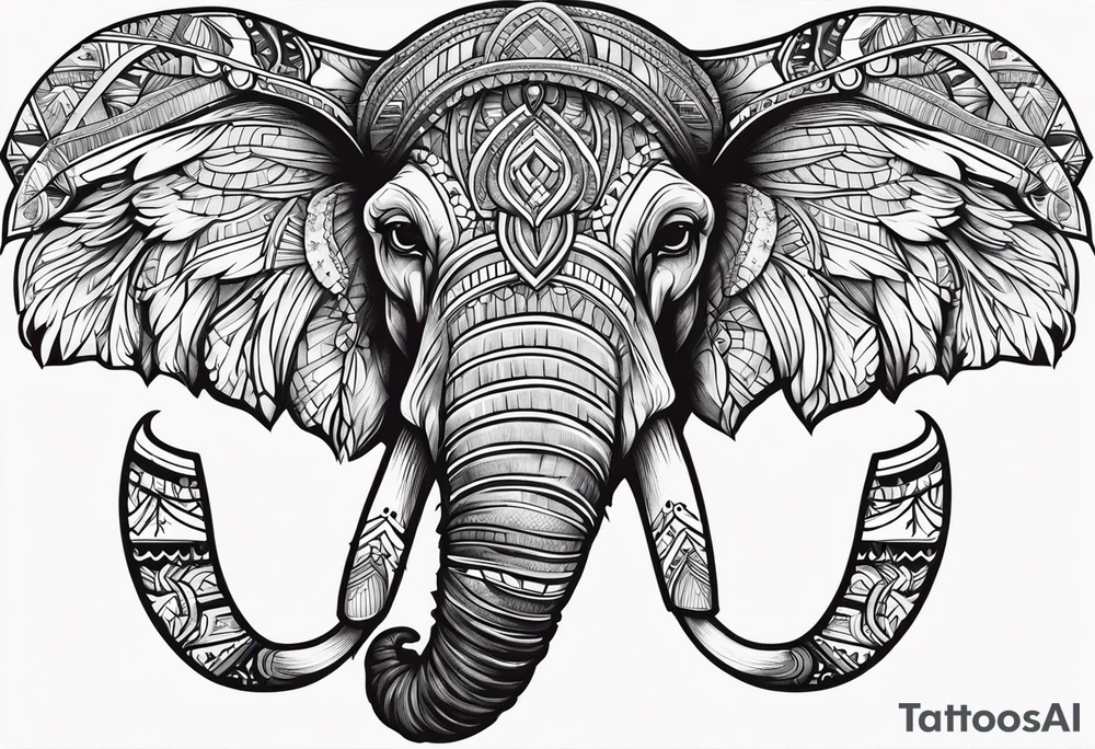 strong mammoth head centerpiece tattoo idea