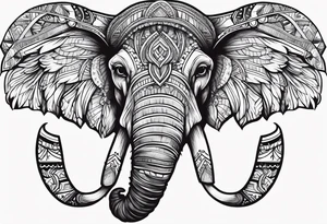 strong mammoth head centerpiece tattoo idea