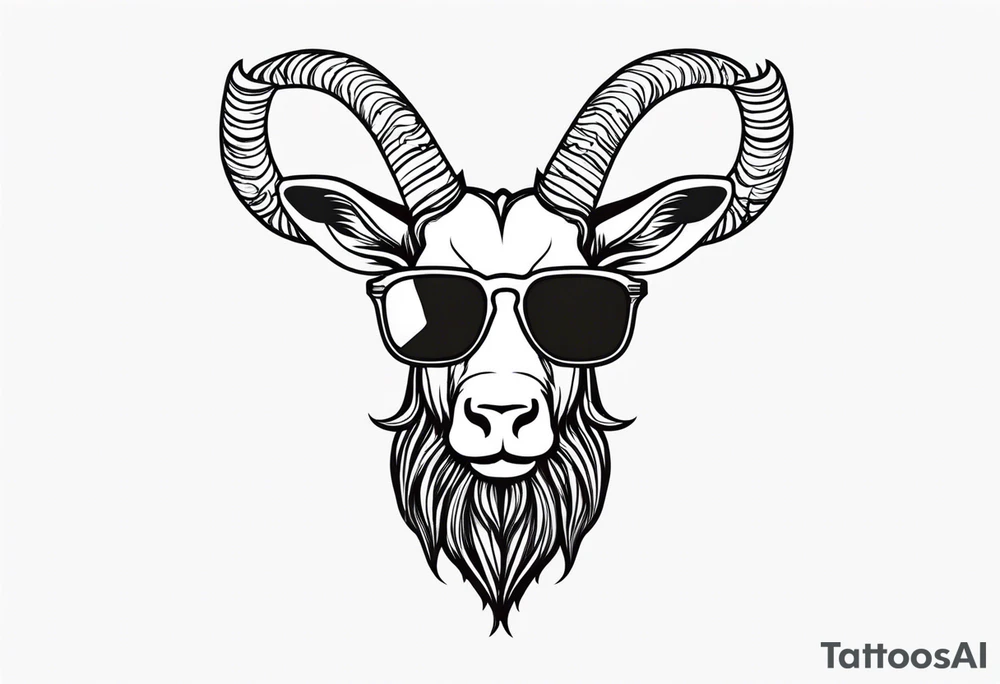 capricorn with beard and sunglasses tattoo idea