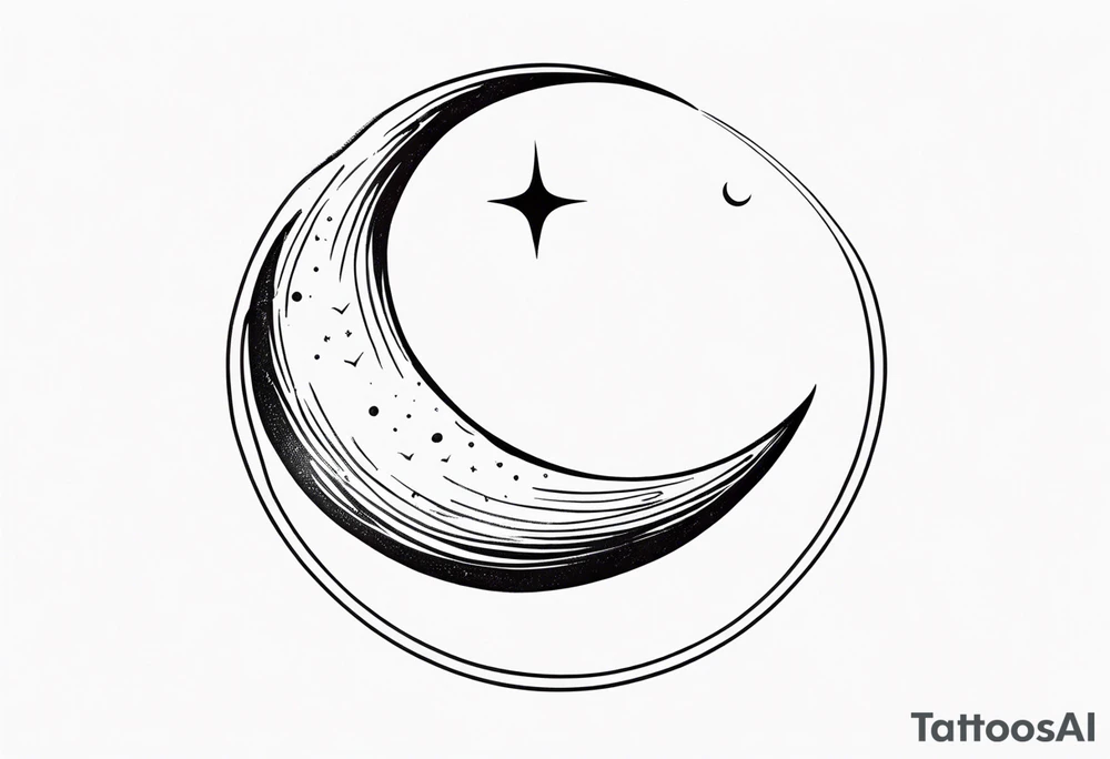Crescent moon with a love heart inside tattoo idea