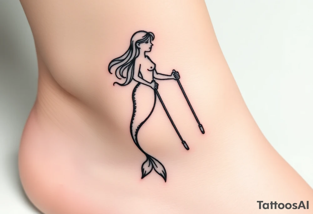 Mermaid with crutches tattoo idea