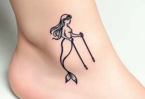Mermaid with crutches tattoo idea