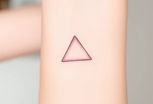 A watercoloured pink triangle, with small lining and upside down. Just the colour pink. No shapes. Just the colour pink and a small black outline tattoo idea