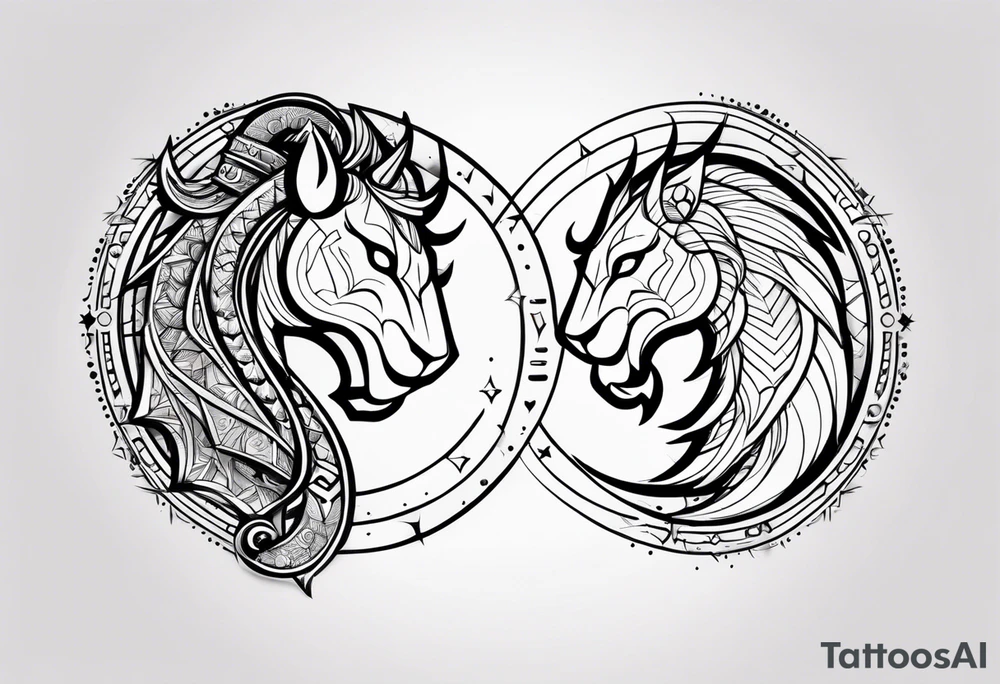 Horoscope signs scorpio and leo mix tattoo idea