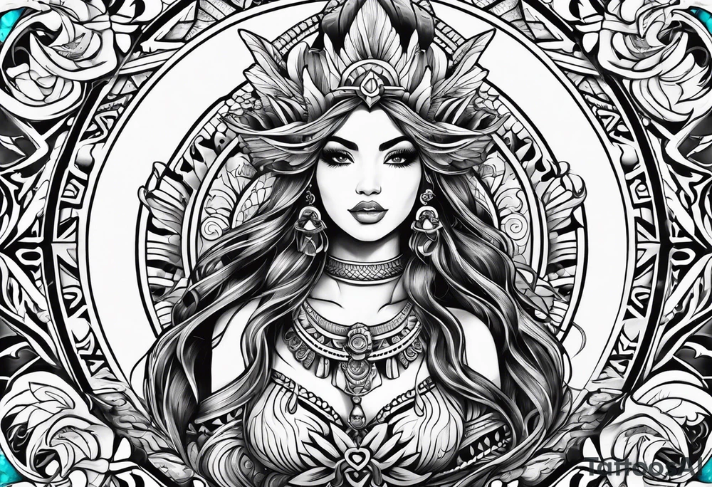 mermaid aztec tattoo idea