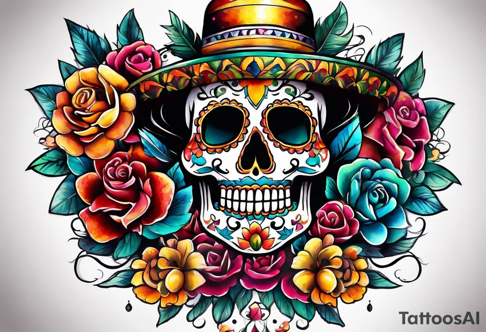 Mexico day of dead tattoo idea