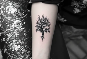 sakura tree, a moon, a koi fish tattoo idea