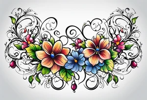 Oval vines,flowers tattoo idea